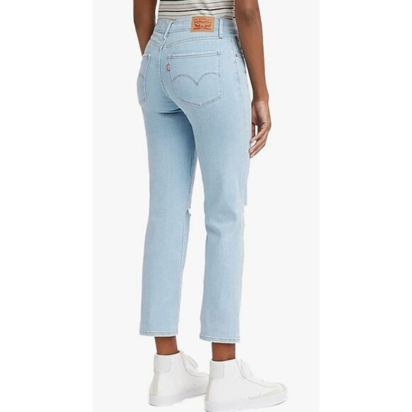 Women's LEVI'S 724‎ High Rise Straight Crop in Light Distressed Blue | Size 30 - Picture 2 of 8